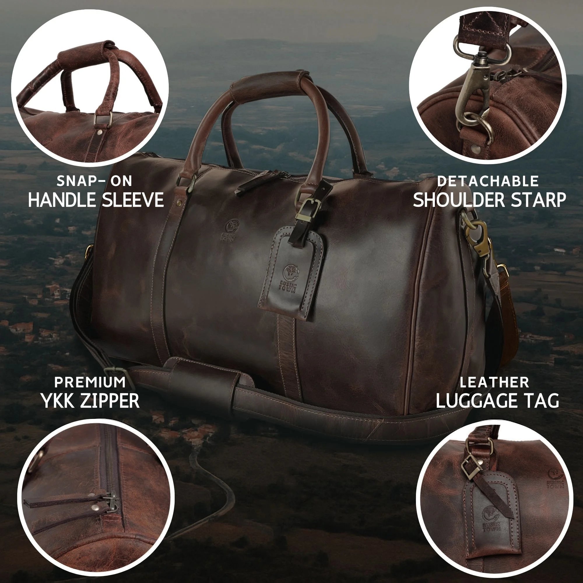 Leather Travel Bag for Men Duffel Gym Sports Overnight Weekend Duffle Bag Carry on Luggage by , Mulberry