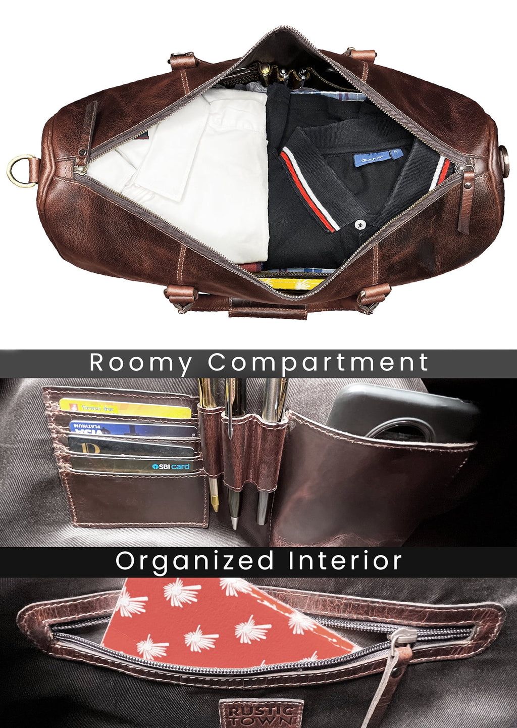 Leather Travel Bag for Men Duffel Gym Sports Overnight Weekend Duffle Bag Carry on Luggage by , Mulberry