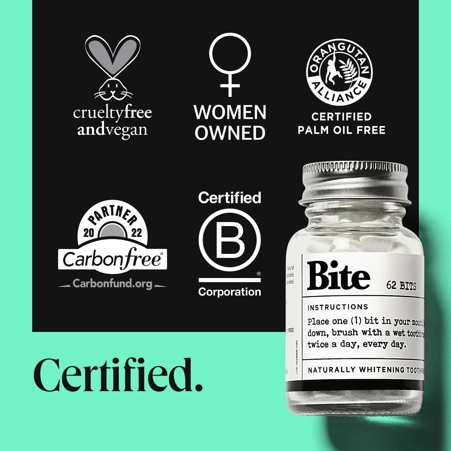Bite Whitening Toothpaste Tablets – Nano Hydroxyapatite & Xylitol (Min