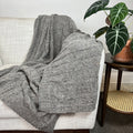 CABLE KNIT ALPACA AND WOOL THROW Smoke Grey